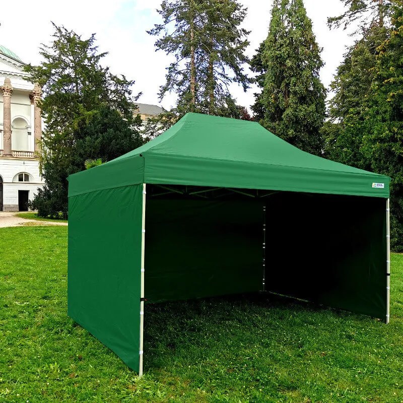 Cort de grădină 3x4,5m Oțel | Foișor pliabil rapid pentru evenimente și petreceri - cu 3 pereți - Roșu