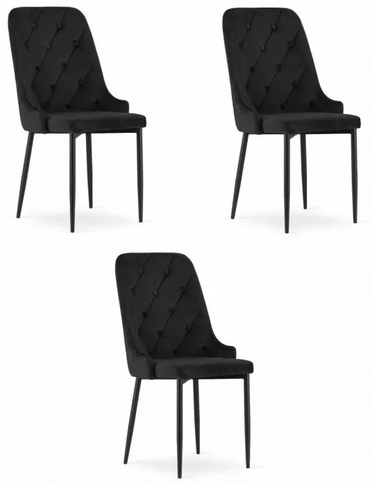 Scaun Bucatarie Si Dining CAPRI  Catifea Negru /Picioare Negre  x 3Buc