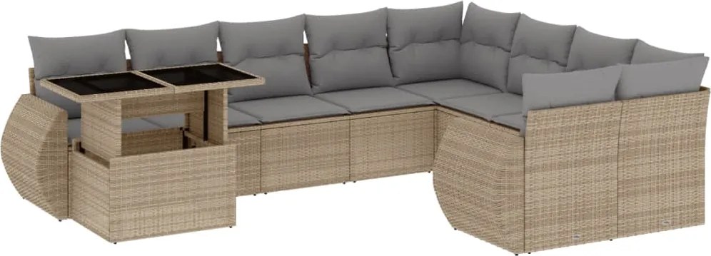 vidaXL Set canapele de grădină cu perne, 10 piese, bej, poliratan