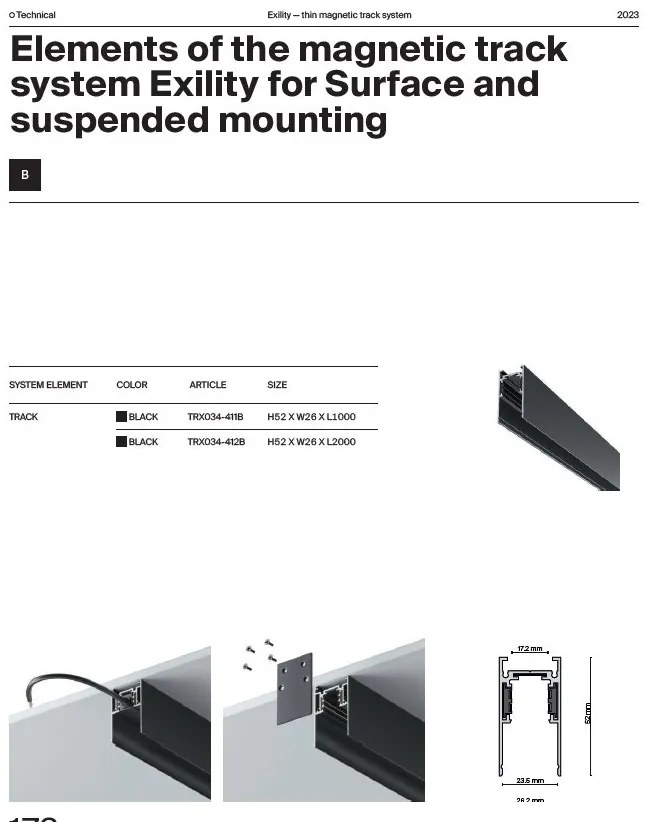 Spot LED, accesoriu pentru sina magnetica Exility, Focus LED negru 5W 3000K