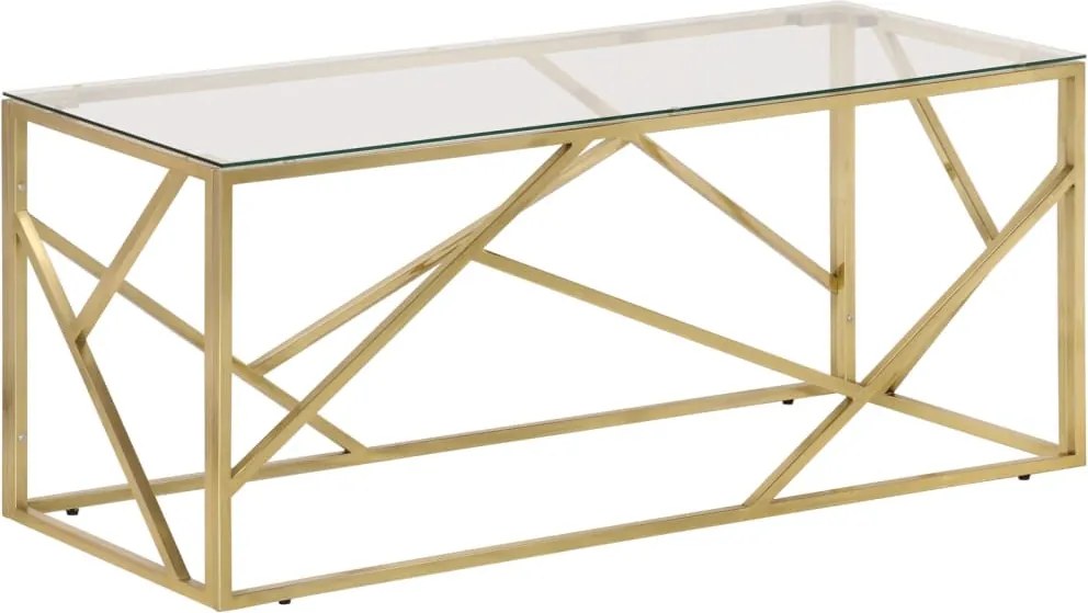 vidaXL Măsuță de cafea, oțel inoxidabil auriu și sticlă securizată