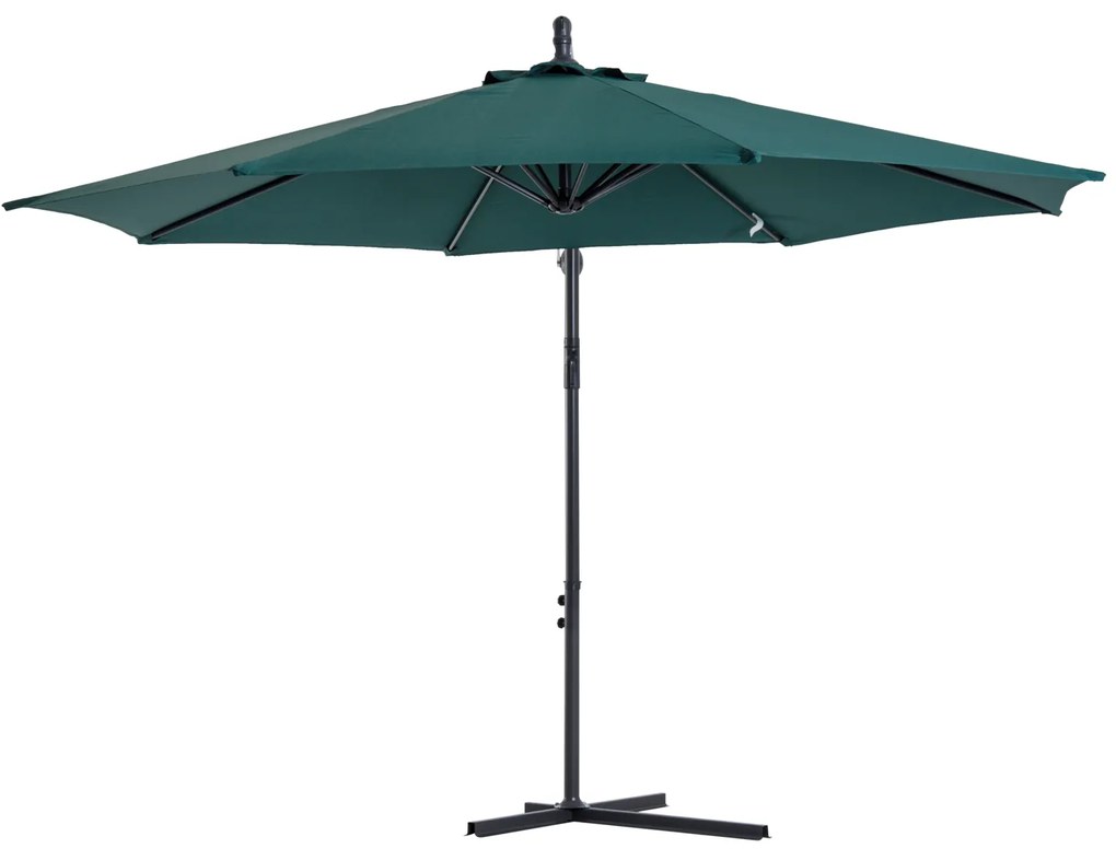 Umbrela Impermeabila cu Brat Lateral Outsunny, Structura Otel, Verde Φ300x250cm | Aosom Romania