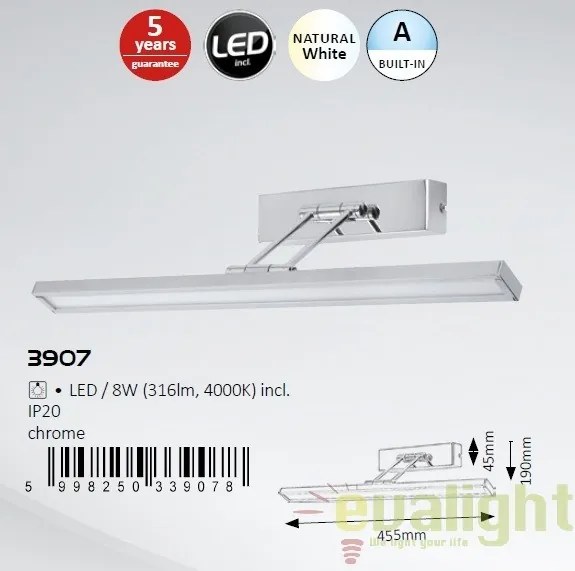 Aplica de perete reglabila LED pentru tablou, oglinda, L-45,5cm, Picture slim 3907 RX