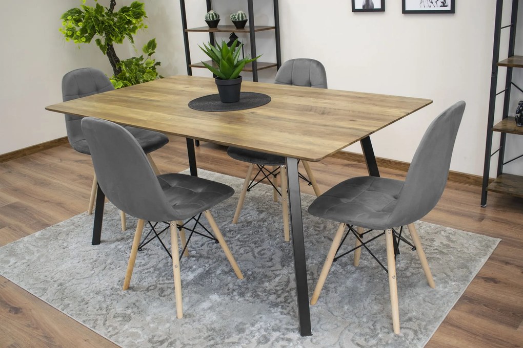 Reducere Scaun de masa din catifea gri DUMO calitate II.