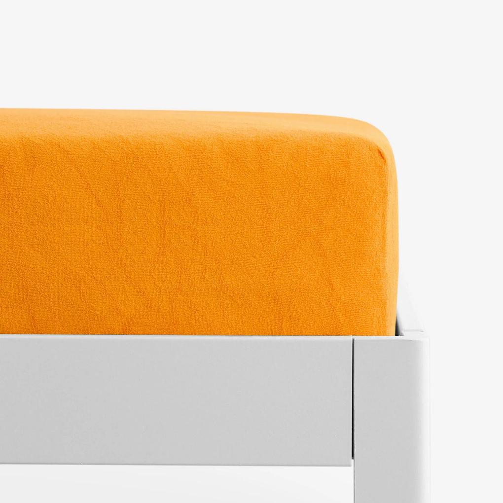Goldea cearceafuri de pat din terry cu elastic - portocaliu 200 x 220 cm