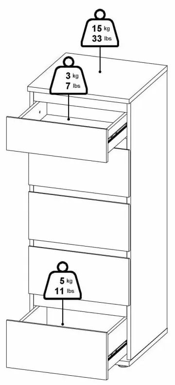 Comodă albă înaltă 40x107 cm Nova – Tvilum