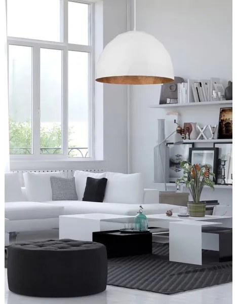 Lustră pe cablu DIAMENT 1xE27/60W/230V d. 50 cm albă/cupru