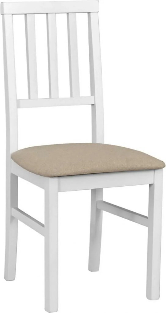 Scaun AREN, bej/alb, stofa clasica/lemn, 43x50x92 cm