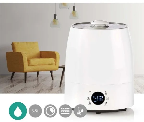 Umidificator cu afișaj LED Nedis HUMI120CWT 5,5 l 110W/230V