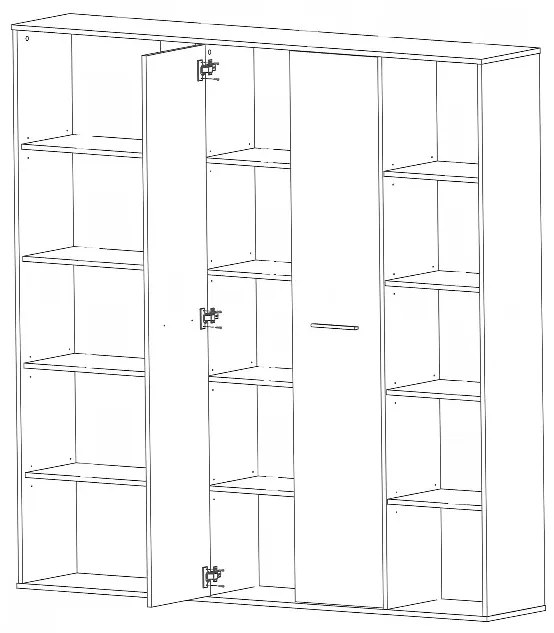 Dulap cu rafturi , stejar sonoma alb , biblioraft, 181.2 cm lungime