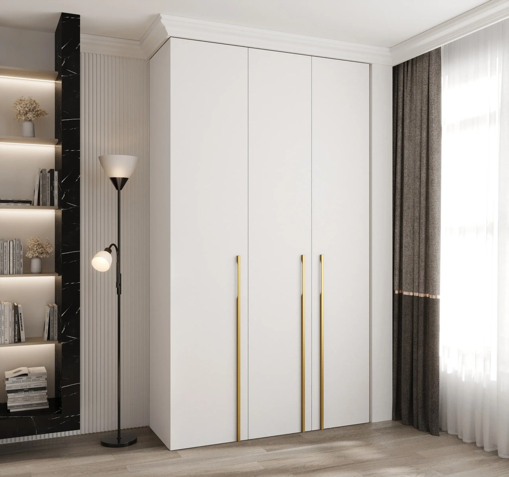 Dulap de haine 140 cm Carmela 40-3 (alb + Auriu). 1126606