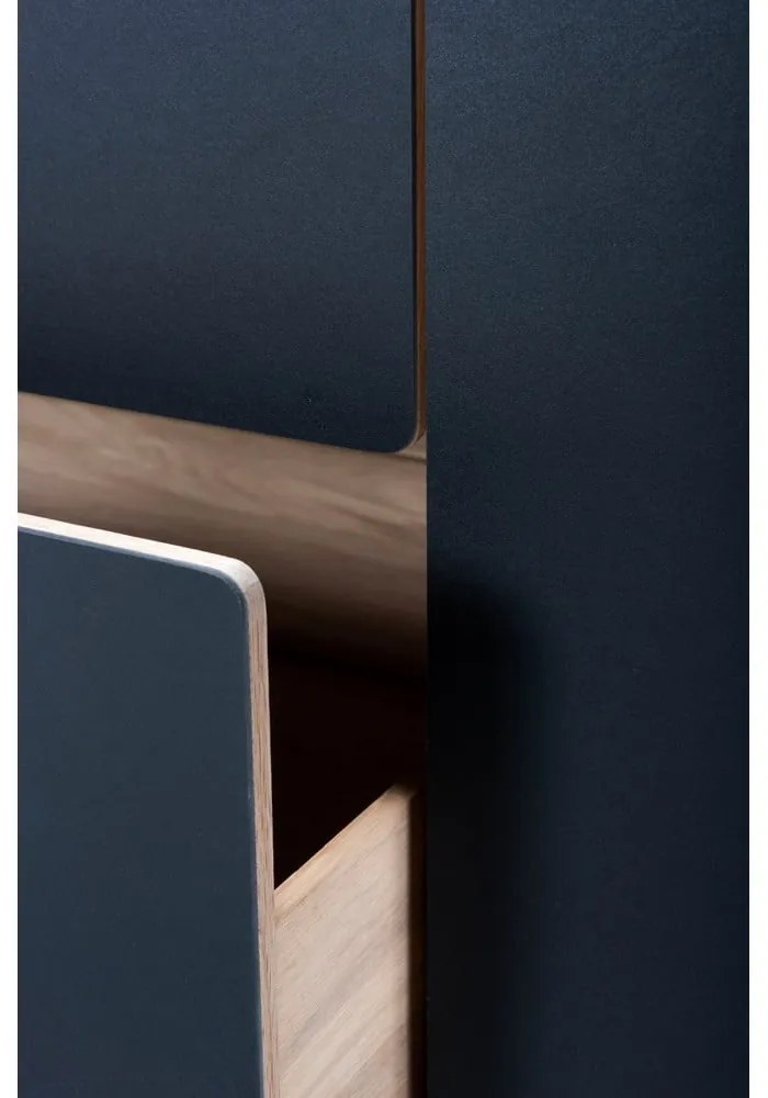 Comodă neagră/în culoare naturală joasă din lemn de stejar 176x100 cm Fina – Gazzda