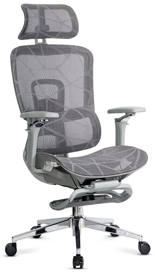 Scaun ergonomic pentru birou gri cu mesh și brațe reglabile 4D  SYYT 9520