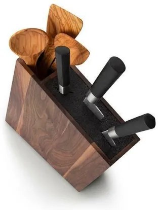 Suport de cuțite cu inserție flexibilă și compartiment 31x8x24,5 cm nuc Continenta C4251