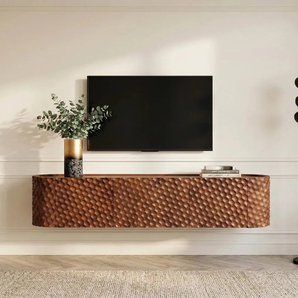 Comoda TV suspendata cu model 3D tip fagure ADLON 160cm