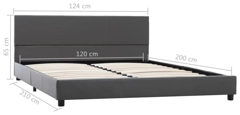 Cadru de pat, gri, 120x200 cm, piele ecologica Gri, 120 x 200 cm