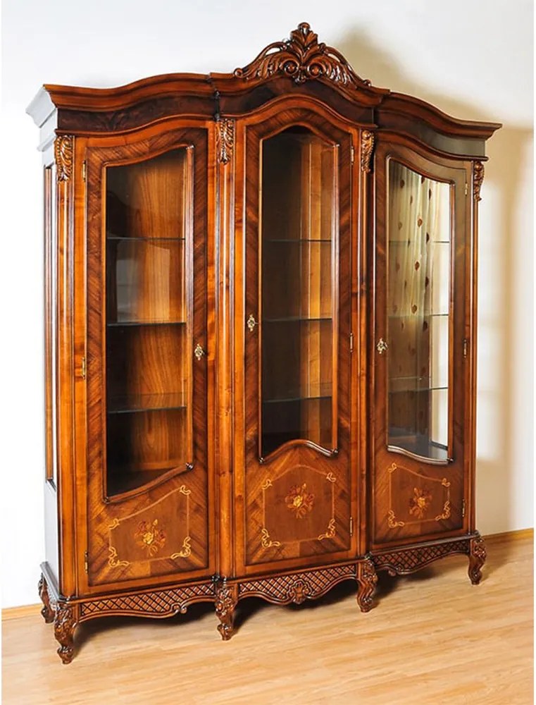 Vitrină lemn masiv 3 Uși Edward, 177,6 × 56 × 230 cm - Standard