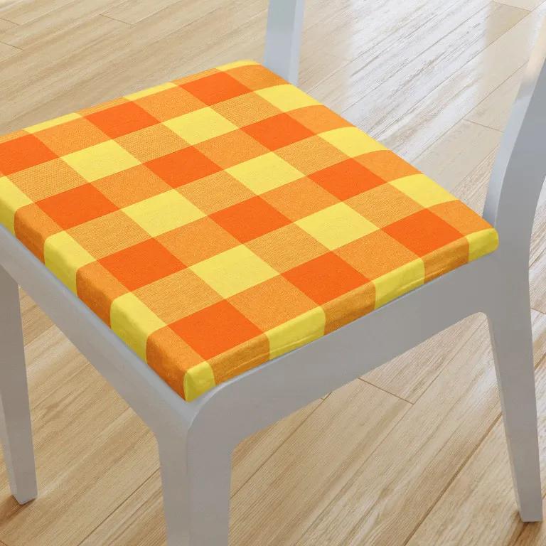 Goldea pernă pentru scaun 38x38 cm - kanafas - carouri mari galben-portocaliu 38 x 38 cm