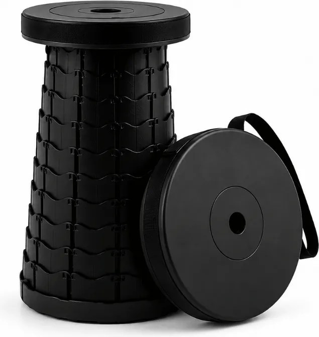 Scaun de camping CAMPIO telescopic 45 cm, negru
