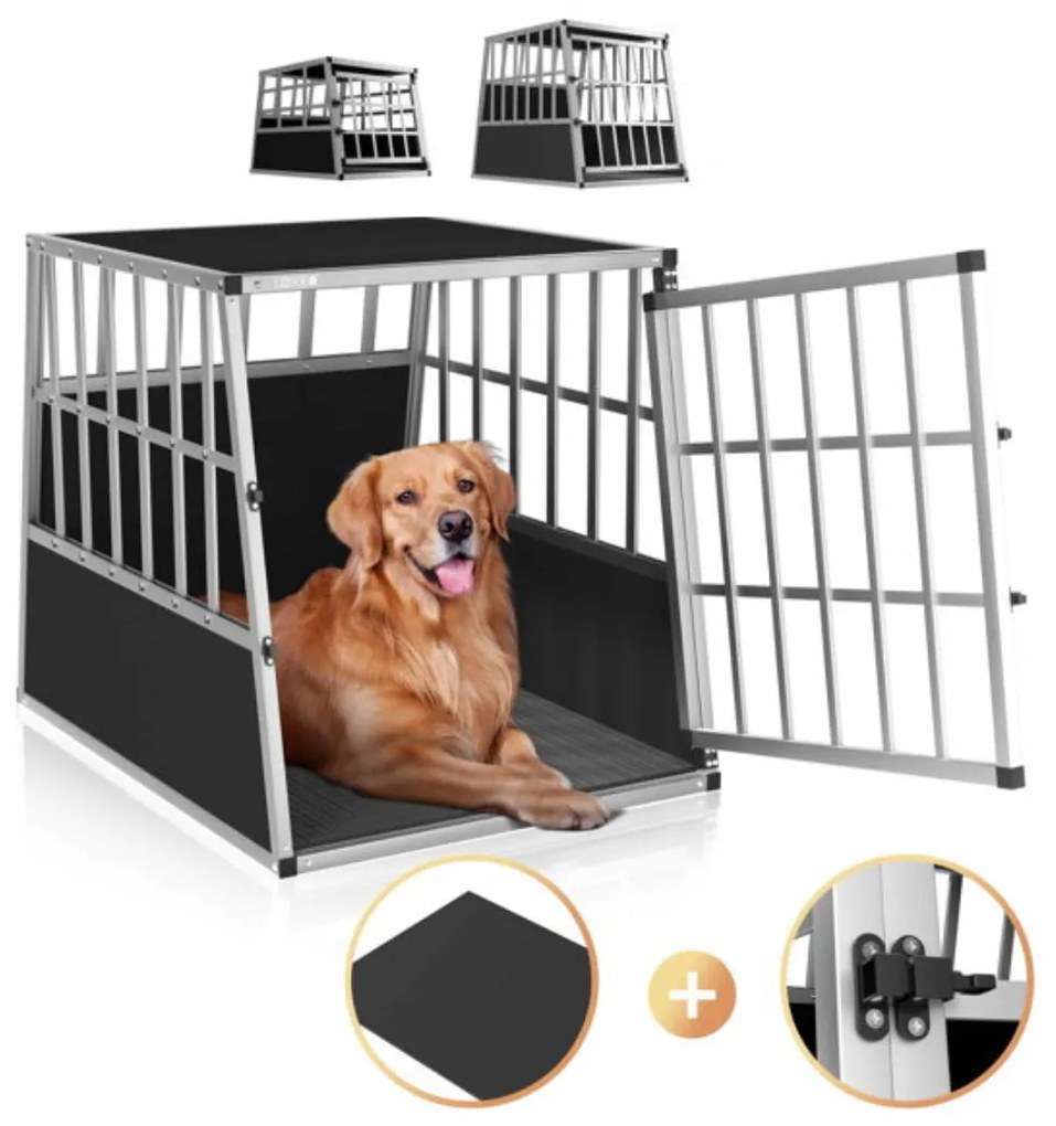 Cușcă de transport pentru câini BRUNO, 66x90x72cm, argintiu/negru Jurhan