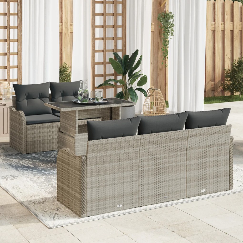 vidaXL Set de canapele pentru grădină 6 pcs Gri deschis Rattan poli