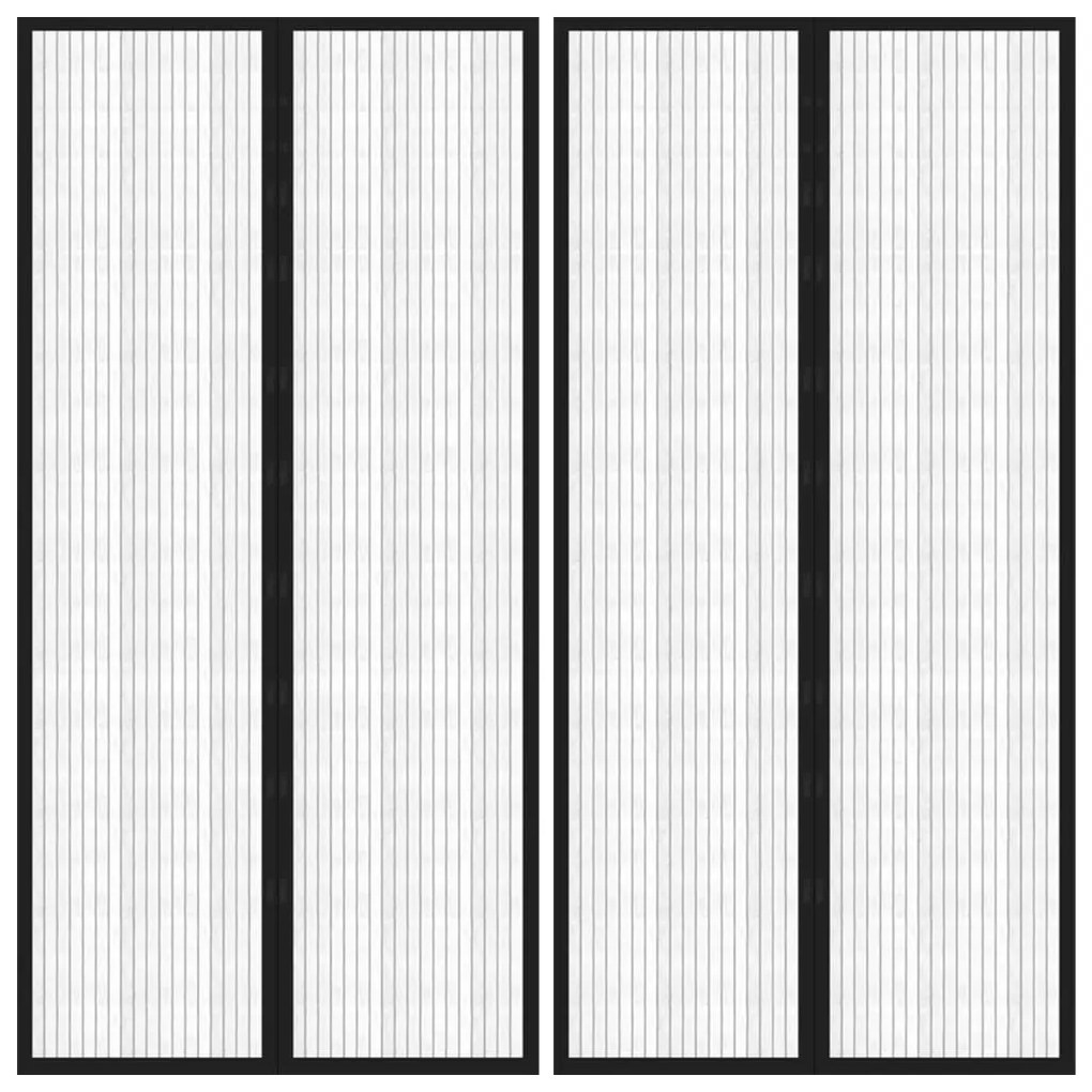 vidaXL Perdea de ușă anti-insecte cu magnet, 2 buc., negru, 220x100 cm