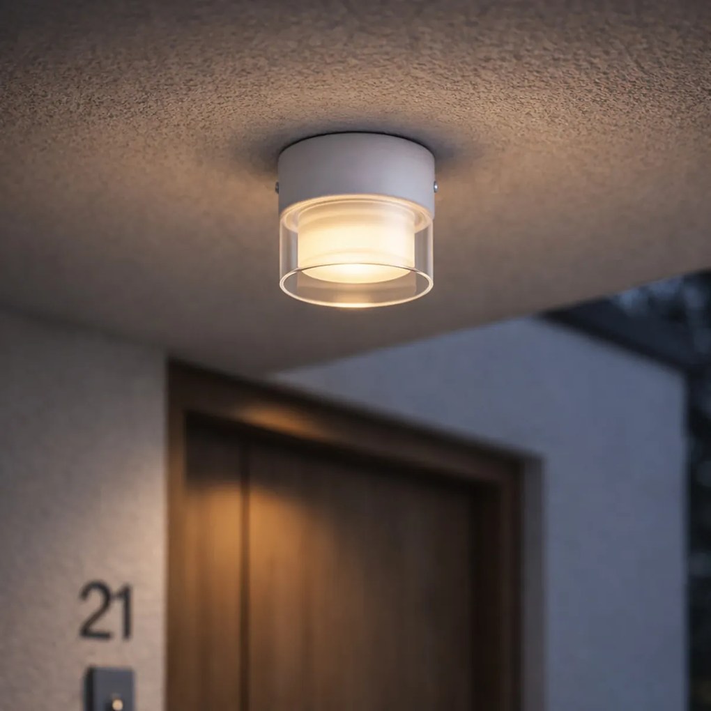 Plafonieră modernă albă cu sticlă transparentă - Puck