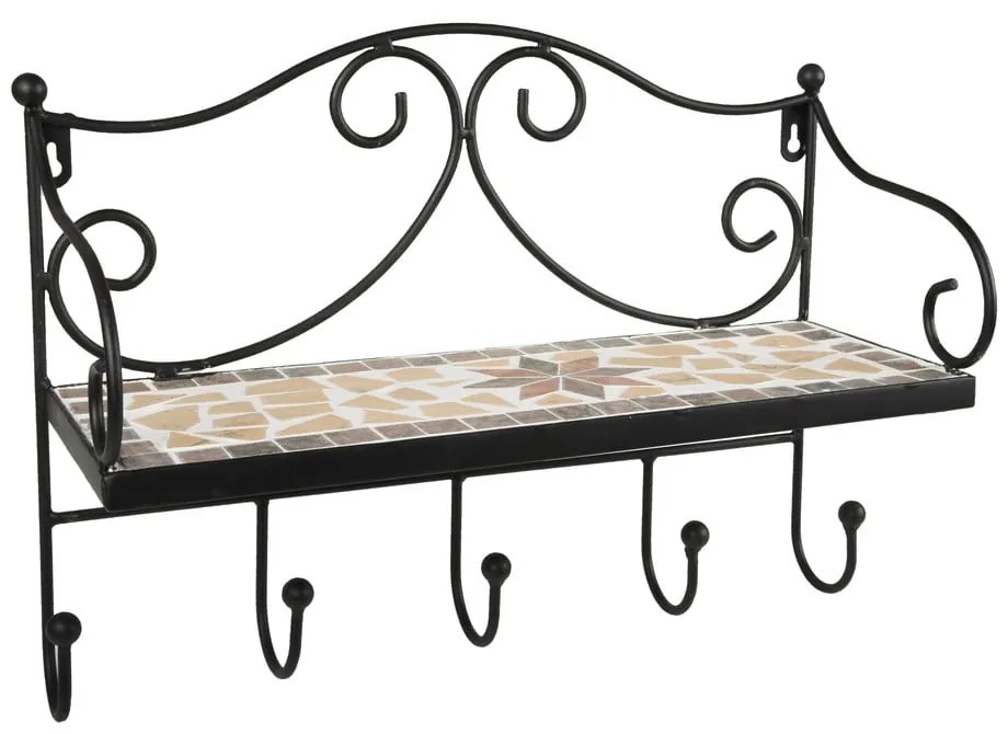 Cuier de perete negru cu raft din metal 42 cm Almeria – Garden Pleasure