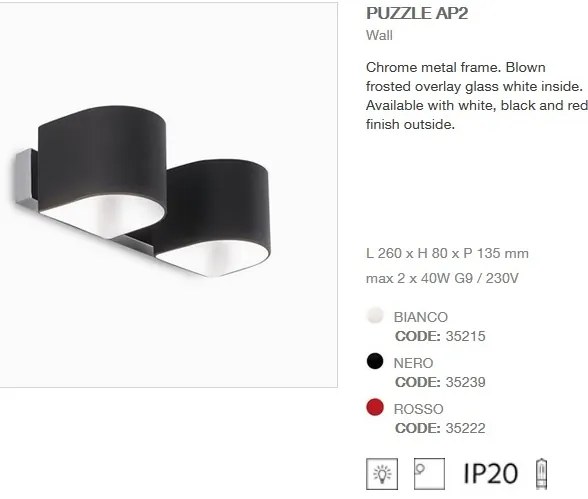 Aplica de perete PUZZLE AP2 nero 035239