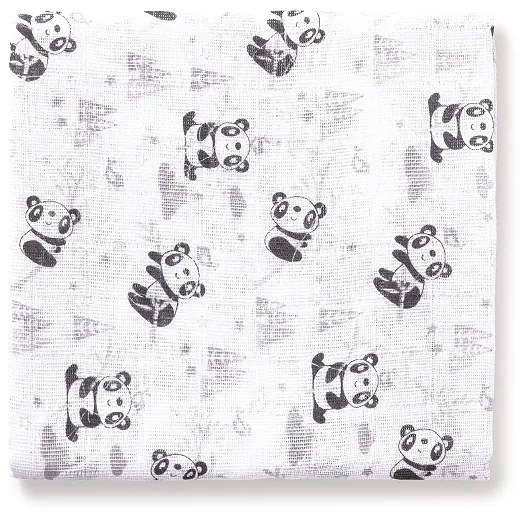 Set 3 museline 80 x 80 cm model panda alb si gri Inter Baby