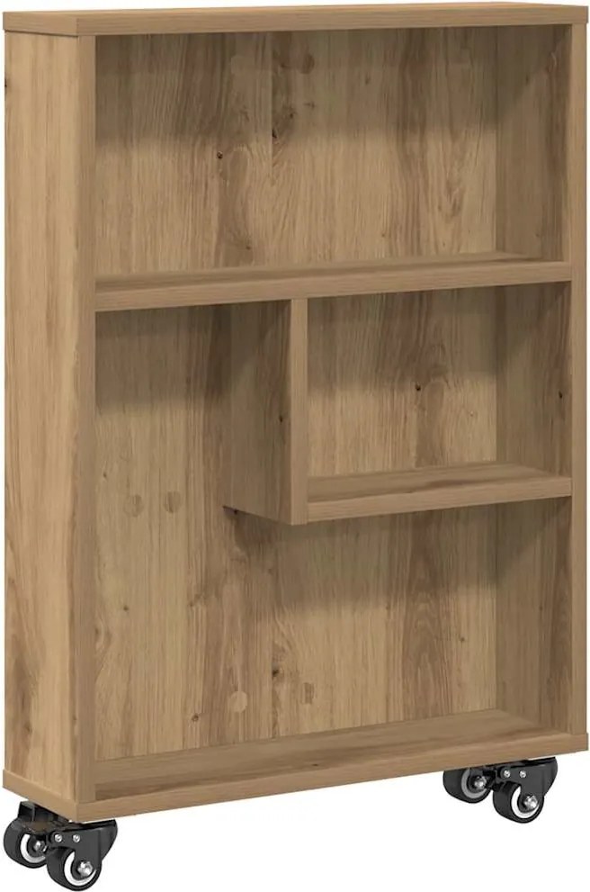 vidaXL Cărucior depozitare îngust, stejar artizanal, 48x13x68 cm, lemn