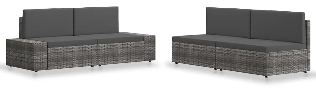 vidaXL Set mobilier de grădină, 4 piese, gri, poliratan