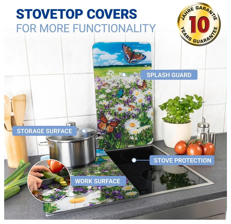 Protecții de aragaz 2 buc. din sticlă temperată 52x30 cm Summer Meadow – Maximex