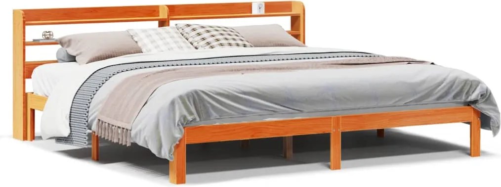vidaXL Cadru de pat fără saltea, maro ceruit 180x200 cm lemn masiv pin