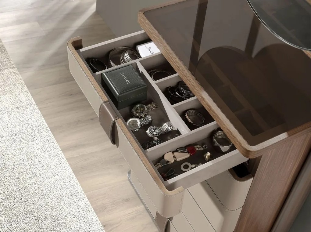 Comoda cu oglinda, sertar cu spatiu pentru ceasuri si bijuterii Chiffonier