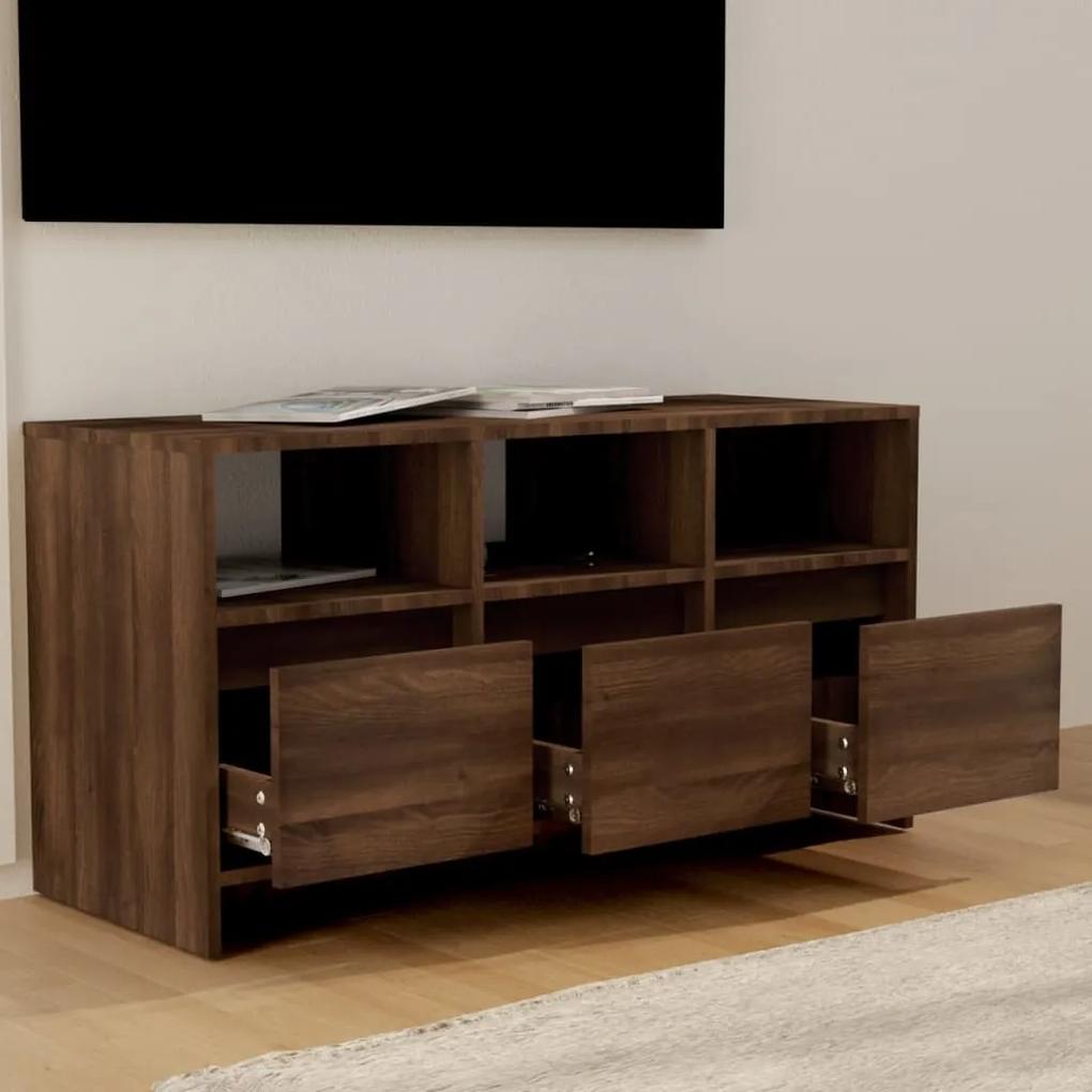 Comoda TV, stejar maro, 102x37,5x52,5 cm, PAL 1, Stejar brun