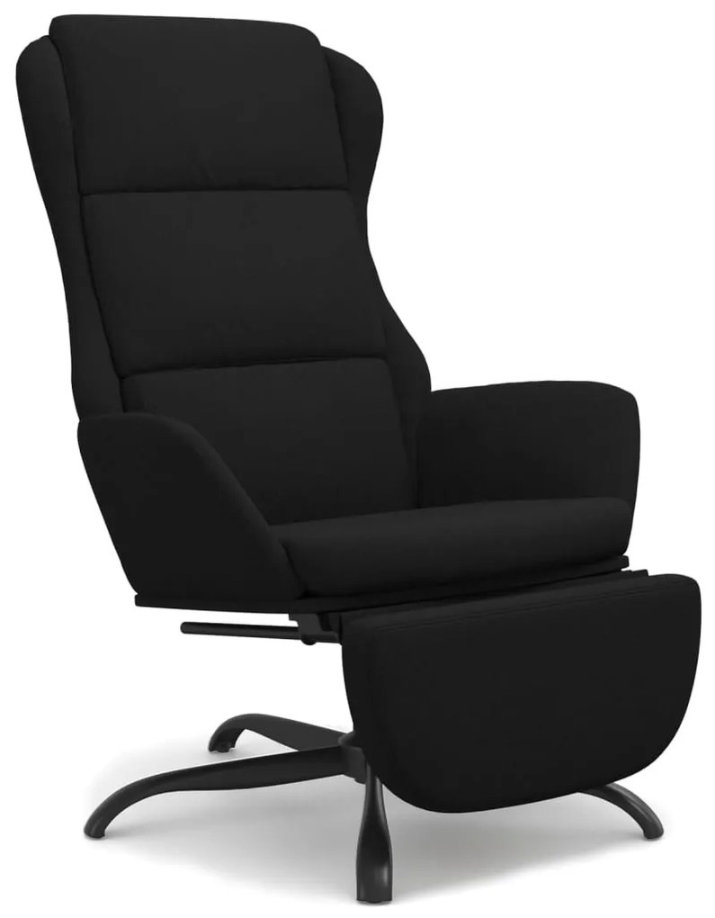 3097929 vidaXL Scaun de relaxare cu taburet, negru, microfibră