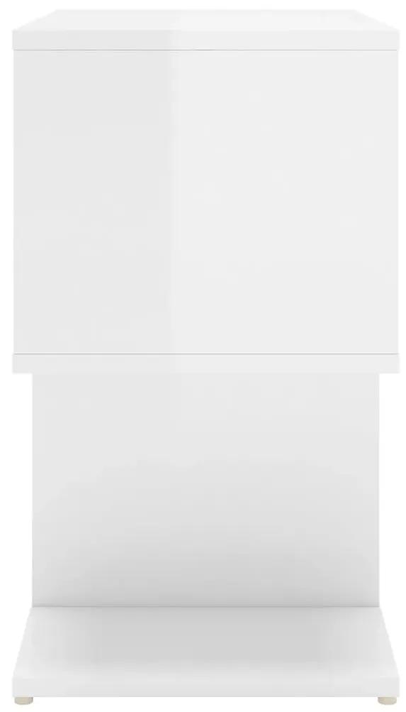 Noptiere, 2 buc., alb extralucios, 50x30x51,5 cm, PAL 2, Alb foarte lucios