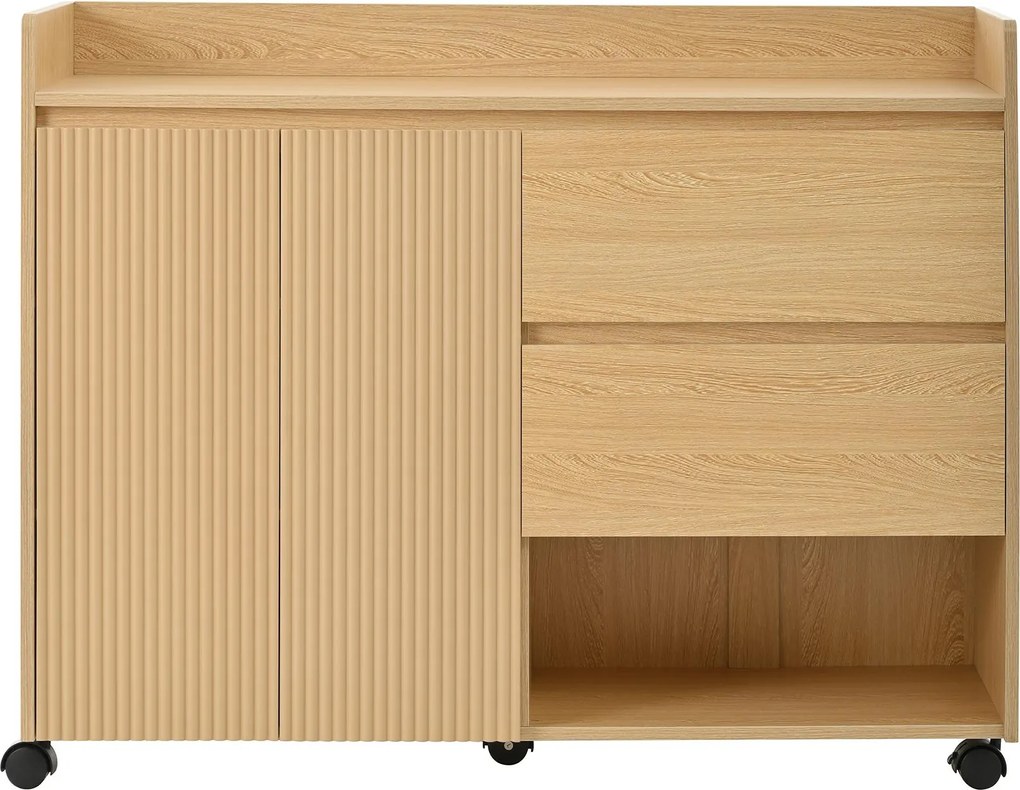 Dulap mobil pentru pantofi cu separatoare reglabile, 110x35x86 cm, Culoare naturală