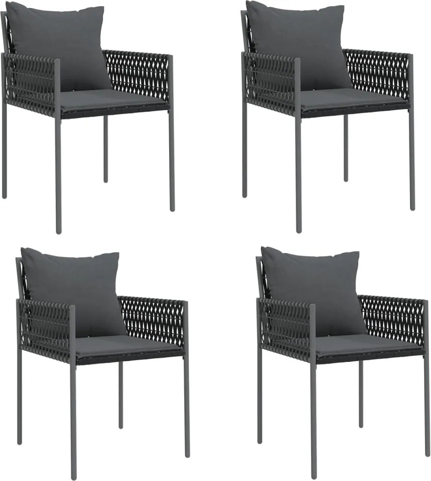 vidaXL Scaune de grădină cu perne 4 buc. negru 54x61x83 cm poliratan
