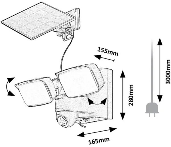 Rabalux 77091 - LED lampă solară de perete LESZNO 2xLED/5W/3,7V IP54 negru