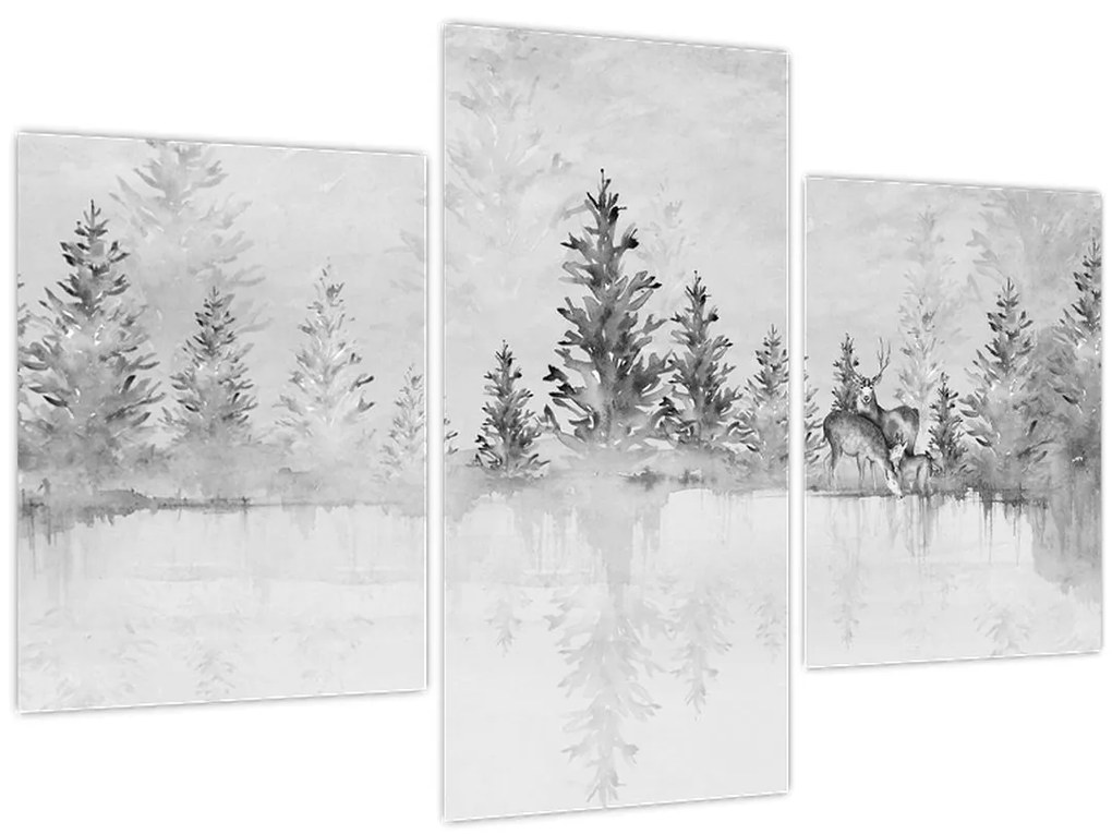 Tablou - Cerb lângă lac (90x60 cm)