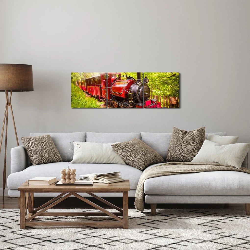 Tablou - Tren cu aburi (cu ceas) (90x30 cm)