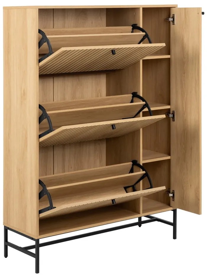 Pantofar în culoare naturală cu deschidere înclinată cu aspect de lemn de stejar 99x140x35 cm Albany – Actona