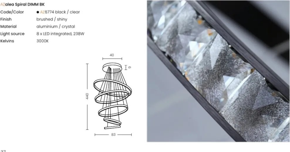 Lustra LED casa scarii design circular AZALEA 3-STEP DIMM