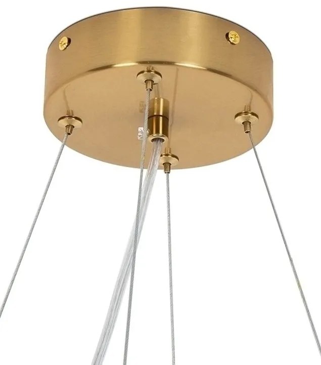 Lustra Suspendata, Metal Auriu, Petale Flori Albe Ceramice, FLORA 120