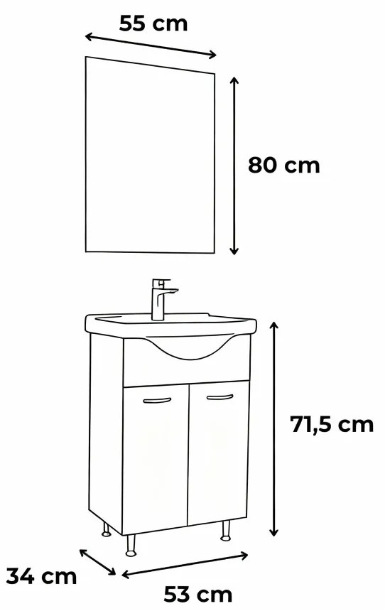 Ruben Prime 55 mobilier de baie complet Rauna sil