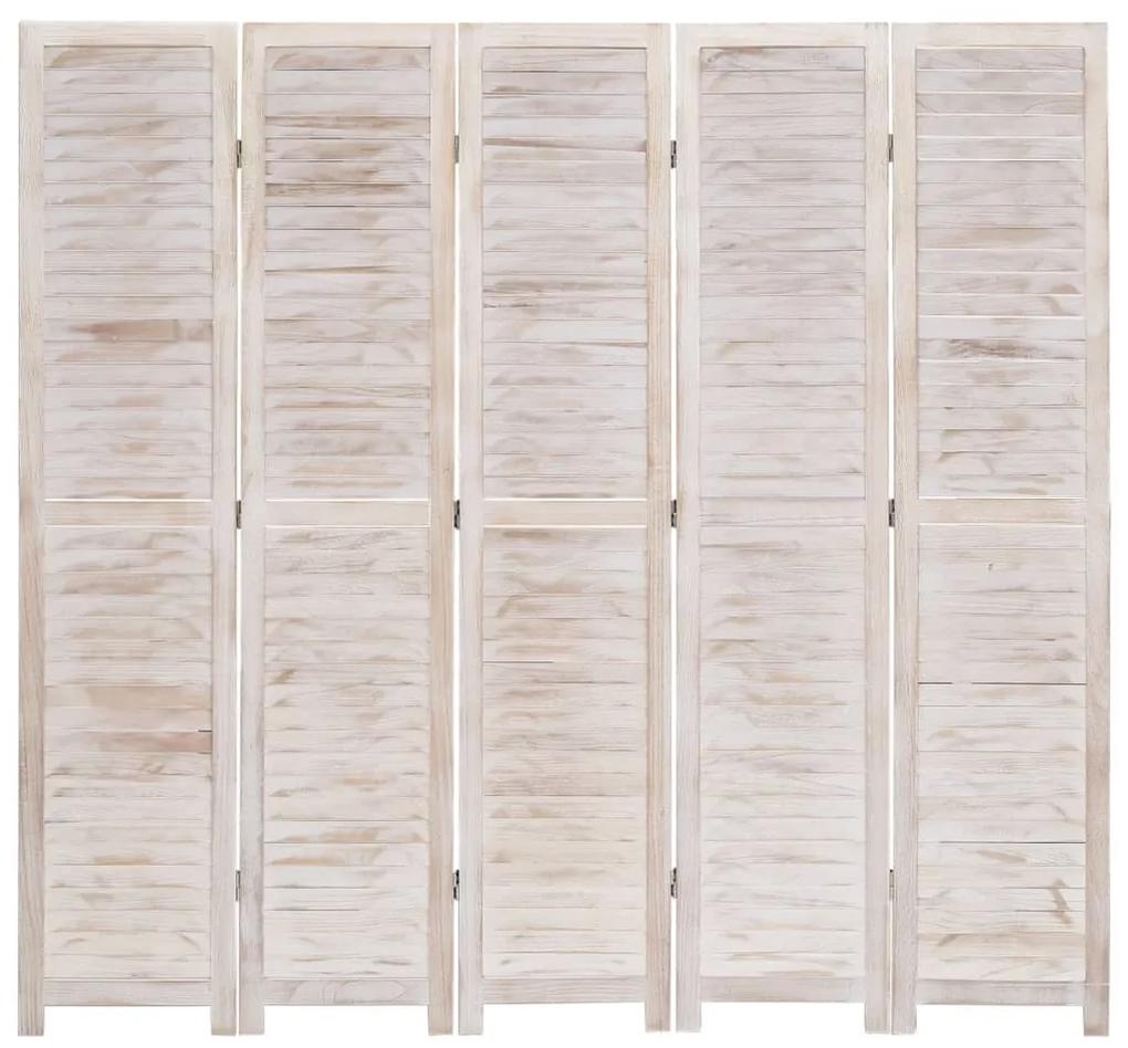 Paravan de camera cu 6 panouri, alb, 210 x165 cm, lemn alb antichizat, 6
