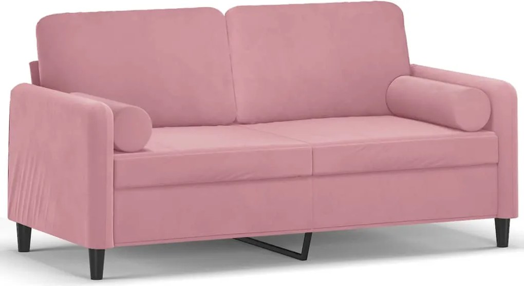 vidaXL Canapea cu 2 locuri cu pernuțe, roz, 140 cm, catifea