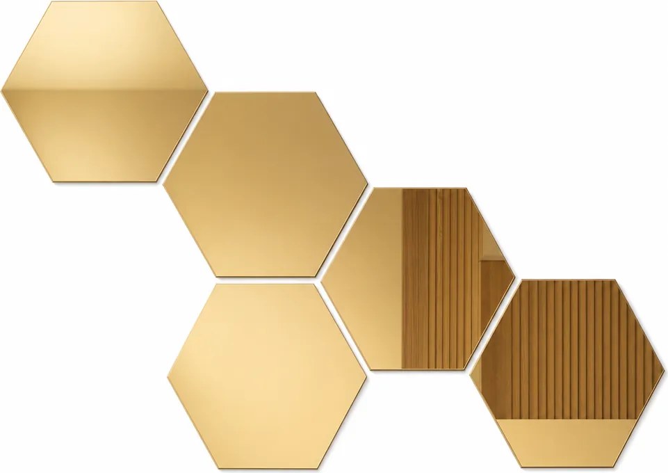 Panouri decorative oglinzi hexagonale, cu finisaj reflectorizant Auriu